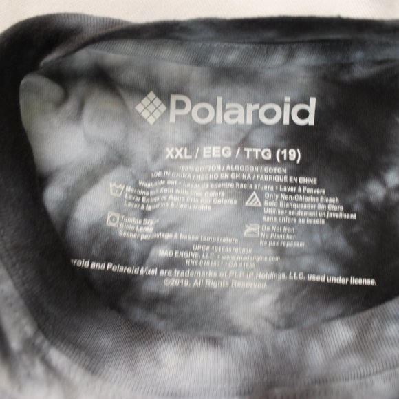 POLAROID T-Shirt Woman Size XXL Black Tie Dye Cropped Long Sleeve Rainbow Logo - Picture 11 of 11